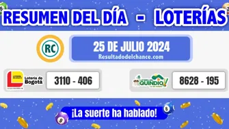 Loterías de Bogotá y Quindío de ayer jueves 25 de julio de 2024