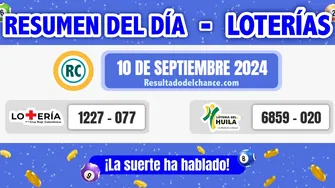 Resultados de Loterías de la Cruz Roja y Huila del martes 10 de septiembre de 2024