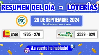 Loterías de Bogotá y Quindío de ayer jueves 26 de septiembre de 2024