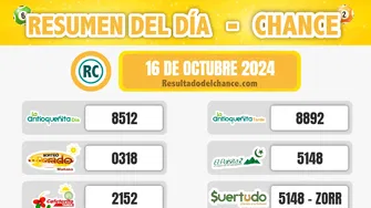 Sinuano Día, Cafeterito Noche, La Fantastica Noche y todos los chances de anoche miércoles 16 de octubre de 2024