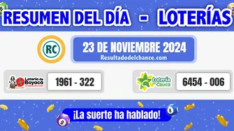 Resultados de Loterías de Boyacá y Cauca de ayer sábado 23 de noviembre de 2024