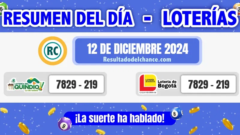 Resultados de Loterías de Bogotá y Quindío de hoy jueves 12 de diciembre de 2024