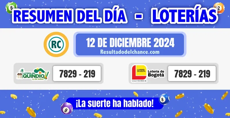 Resultados de Loterías de Bogotá y Quindío de hoy jueves 12 de diciembre de 2024