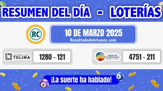 Loterías de Tolima y Cundinamarca de anoche lunes 10 de marzo de 2025