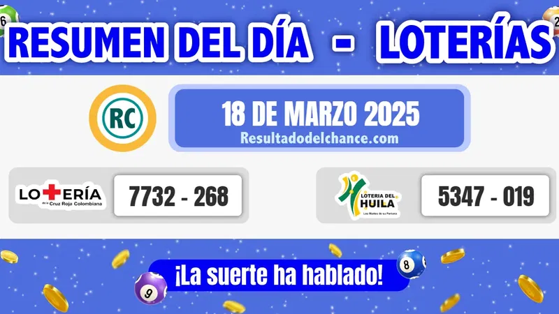 Resultados de Loterías de la Cruz Roja y Huila del martes 18 de marzo de 2025