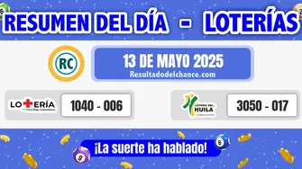 Resultados de Loterías de la Cruz Roja y Huila de hoy martes 13 de mayo de 2025