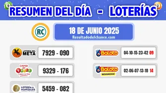 Loterías de Meta, Valle, Manizales y Baloto del miércoles 18 de junio de 2025