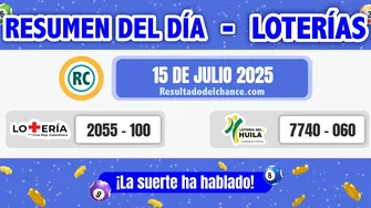 Últimos resultados de Loterías de la Cruz Roja y Huila de hoy martes 15 de julio de 2025