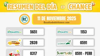 Últimos resultados de Motilón Tarde, Paisita Noche, Cafeterito Noche y todos los chances de hoy martes 11 de noviembre de 2025
