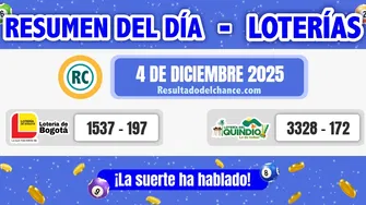 Resultados de Loterías de Bogotá y Quindío de ayer jueves 4 de diciembre de 2025