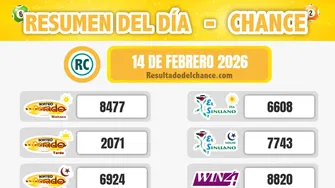 Cafeterito Tarde, Sinuano Noche, La Fantastica Día y todos los chances de ayer sábado 14 de febrero de 2026