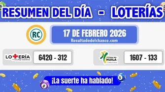 Resultados de Loterías de la Cruz Roja y Huila de anoche martes 17 de febrero de 2026