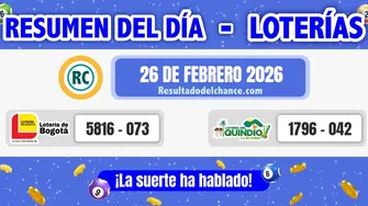 Resultados de Loterías de Bogotá y Quindío de ayer jueves 26 de febrero de 2026