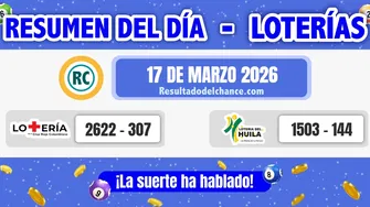 Loterías de la Cruz Roja y Huila de anoche martes 17 de marzo de 2026