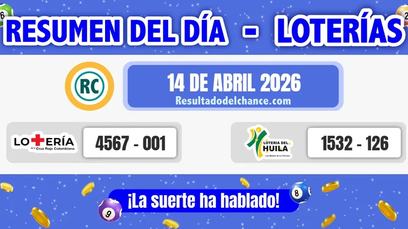 Loterías de la Cruz Roja y Huila de ayer martes 14 de abril de 2026