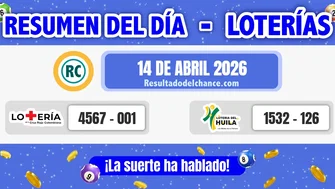 Loterías de la Cruz Roja y Huila de ayer martes 14 de abril de 2026