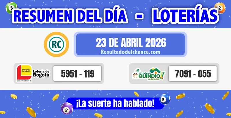 Loterías de Bogotá y Quindío de hoy jueves 23 de abril de 2026