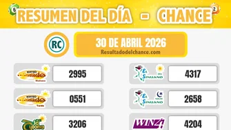 Play Four Noche, El Dorado Mañana, La Fantastica Día y todos los chances de anoche jueves 30 de abril de 2026