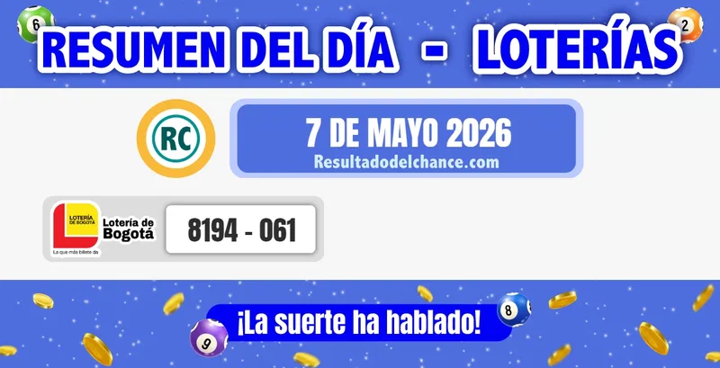 Últimos resultados de Loterías de  del jueves 7 de mayo de 2026