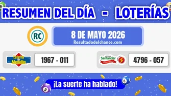 Resultados de Loterías de Medellín y Santander de ayer viernes 8 de mayo de 2026
