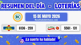 Loterías de Medellín y Santander de hoy viernes 15 de mayo de 2026
