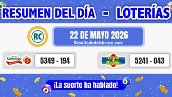 Últimos resultados de Loterías de Santander y Medellín de hoy viernes 22 de mayo de 2026