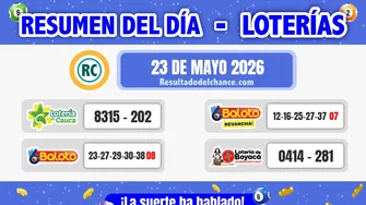Resultados de Loterías de Cauca, Baloto y Boyacá de anoche sábado 23 de mayo de 2026