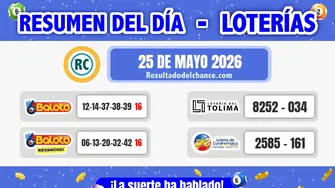 Loterías de Baloto, Tolima y Cundinamarca del lunes 25 de mayo de 2026
