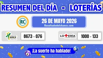 Resultados de Loterías de Huila y la Cruz Roja de hoy martes 26 de mayo de 2026
