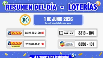 Resultados de Loterías de Baloto, Tolima y Cundinamarca de ayer lunes 1 de junio de 2026