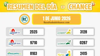 Evening, Cafeterito Tarde, Pijao de Oro y todos los chances de hoy lunes 1 de junio de 2026